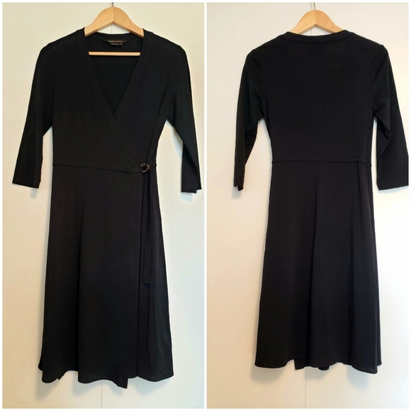 BCBG MaxAzria Black Wrap Midi Dress - Picture 4 of 7